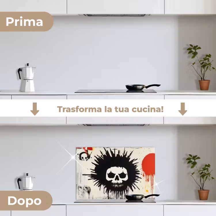Paraschizzi cucina - Graffiti - Teschio - Astratto - Rosso — 7