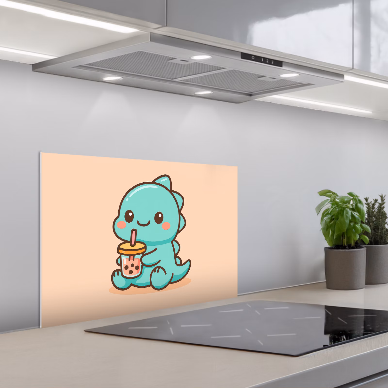 Paraschizzi cucina - Dino - Boba - kawaii - Arancione — 1