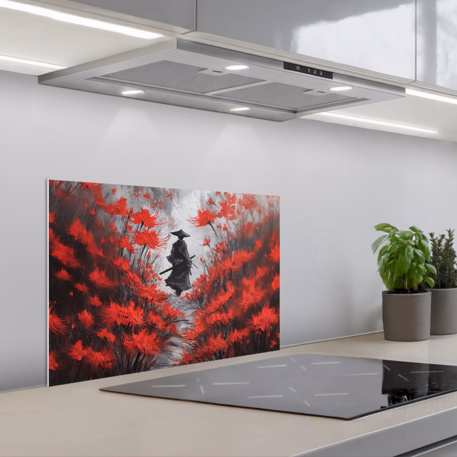 Paraschizzi cucina - Fiori rossi - nebbia - Uomo — 1