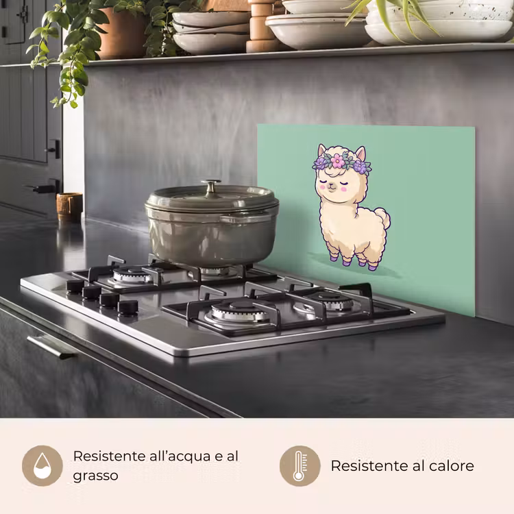 Paraschizzi cucina - Alpaca - Verde - Diadema di fiori — 2