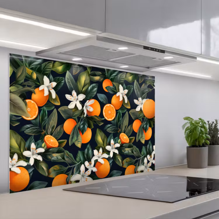 Paraschizzi cucina - Arance - Fiori - Foglie - Tropicale — 1