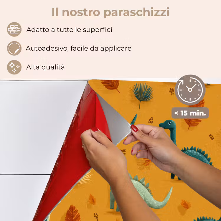 Paraschizzi cucina - Dinosauri - Spine - Foglie d'autunno - Marrone — 4