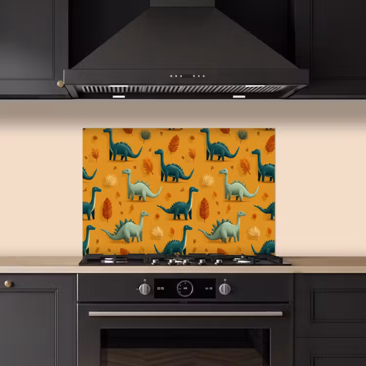 Paraschizzi cucina - Dinosauri - Spine - Foglie d'autunno - Marrone — 5