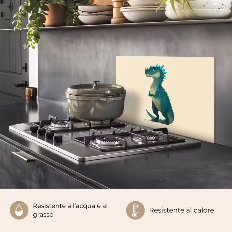 Paraschizzi cucina - Dinosauro - Turchese - Spine — 2