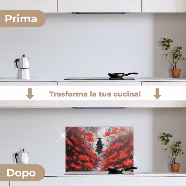 Paraschizzi cucina - Fiori rossi - nebbia - Uomo — 7