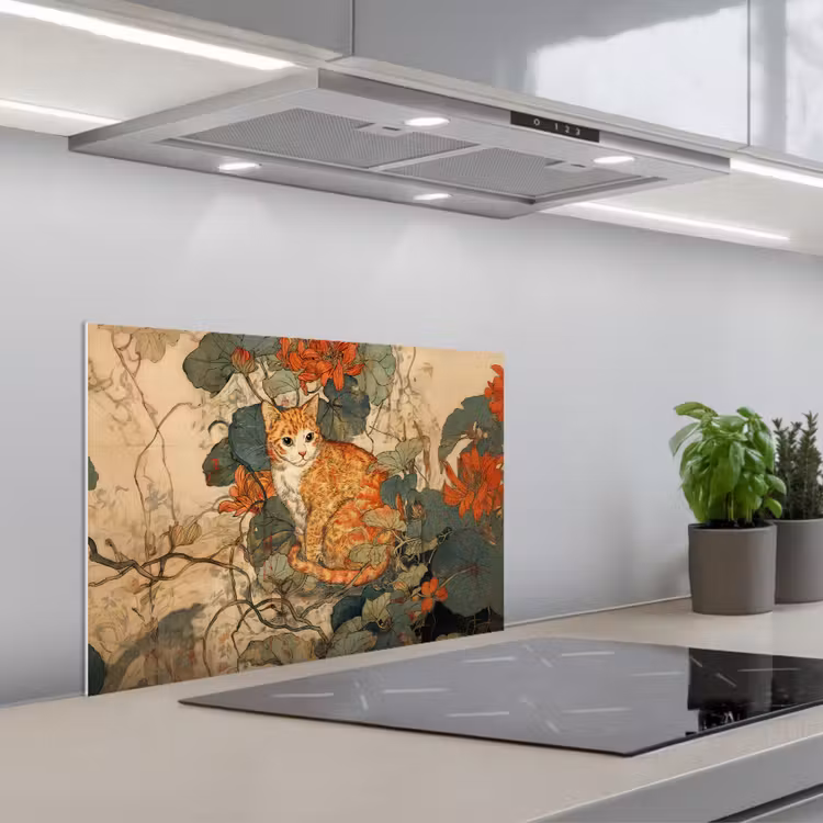 Paraschizzi cucina - Gatto - Ornamentale - Fiori — 1