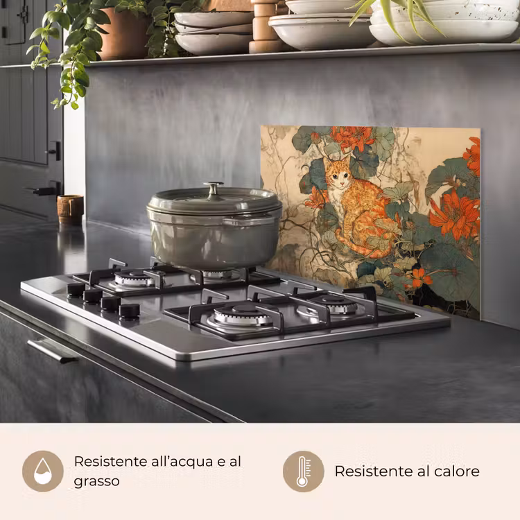 Paraschizzi cucina - Gatto - Ornamentale - Fiori — 2