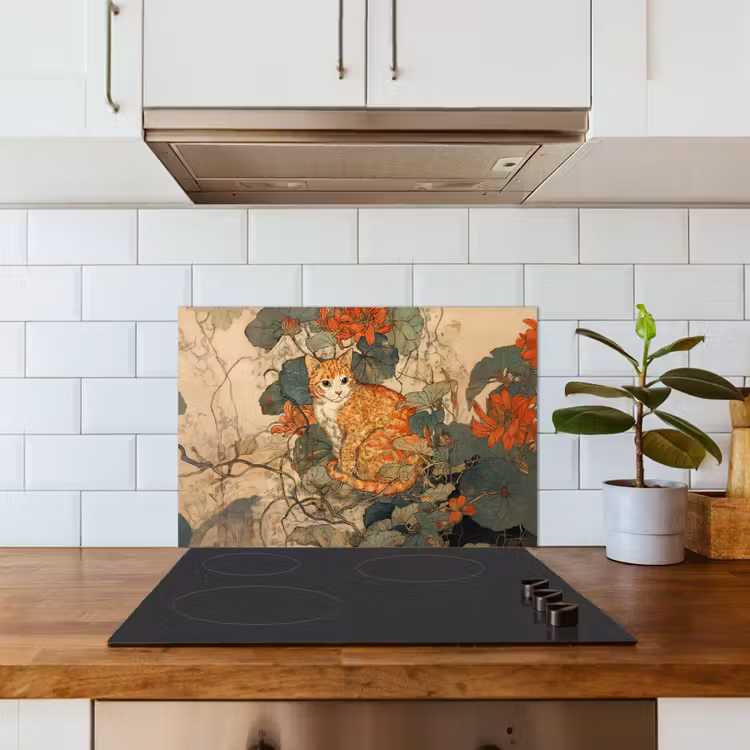 Paraschizzi cucina - Gatto - Ornamentale - Fiori — 3