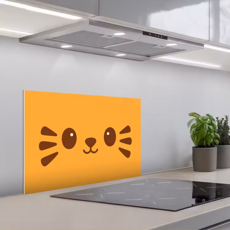 Paraschizzi cucina - Gatto - Semplicistico - Arancione - Allegro — 1