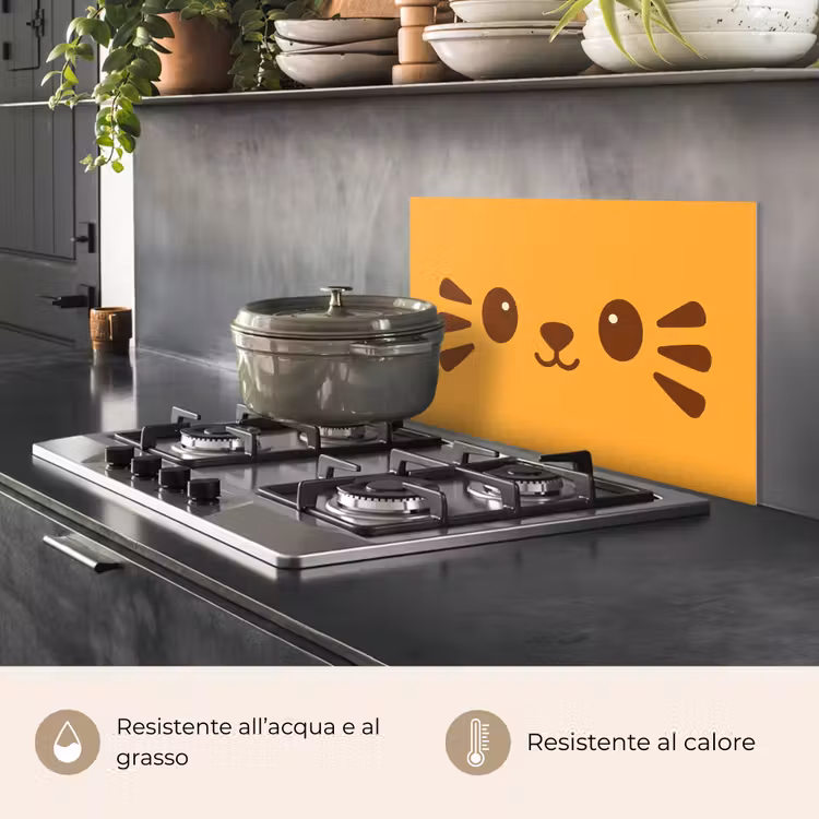 Paraschizzi cucina - Gatto - Semplicistico - Arancione - Allegro — 2