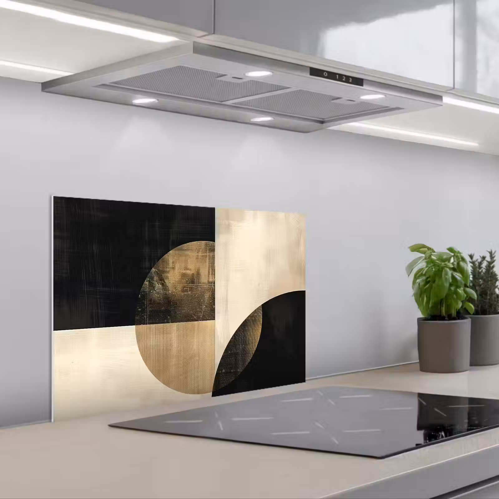 Paraschizzi cucina - Astratto - Cerchi - Nero - Oro — 1