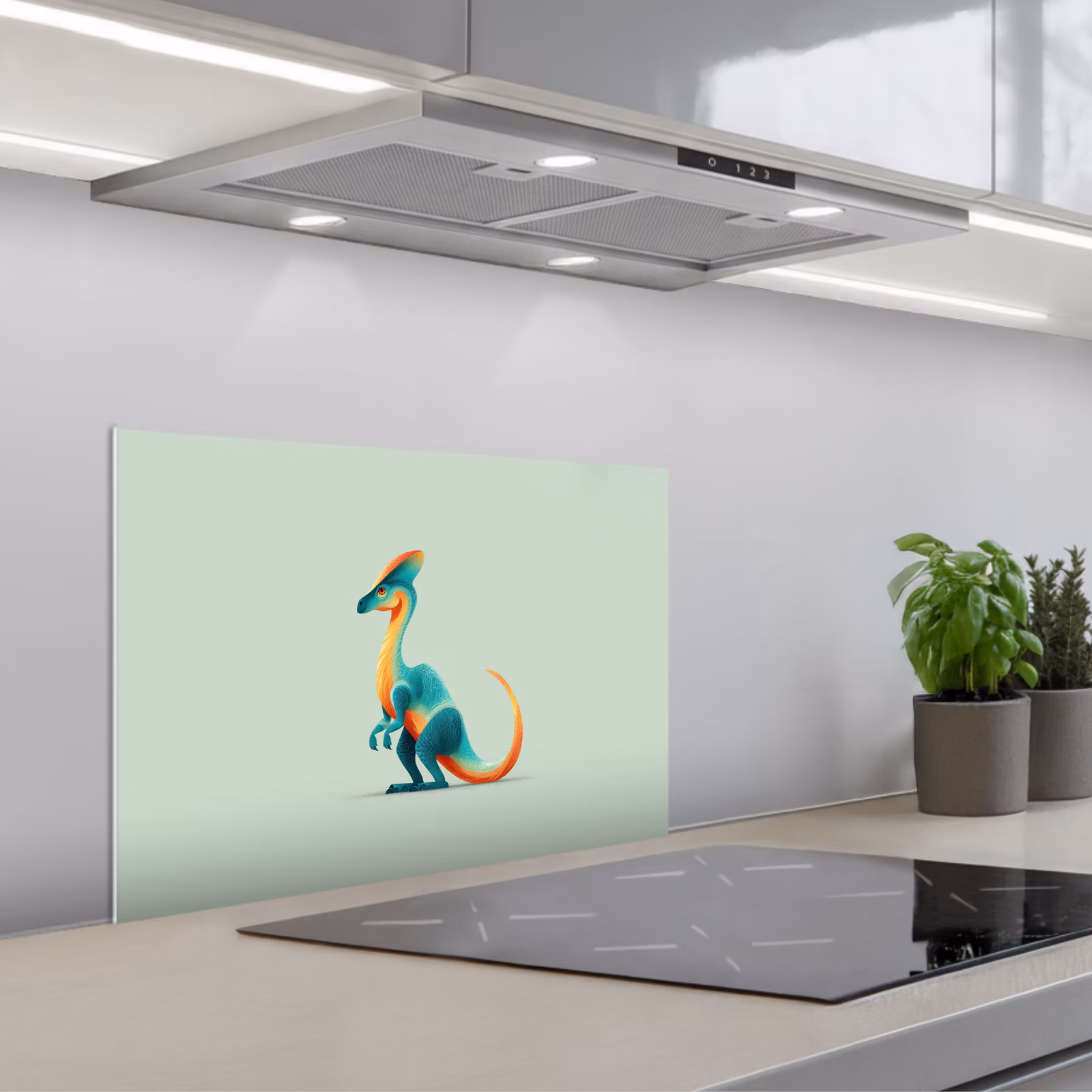 Paraschizzi cucina - Coda - Dino - Minimalista - Blu — 1
