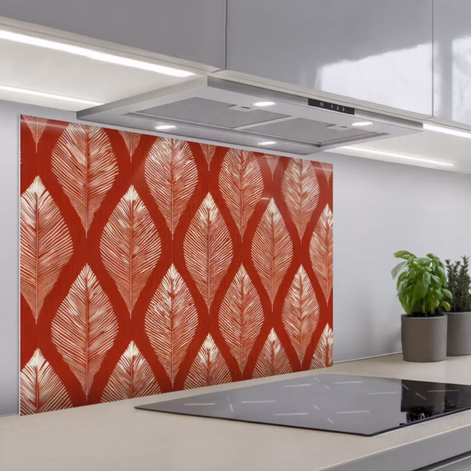 Paraschizzi cucina - Foglie - Rosso - Elegante — 1