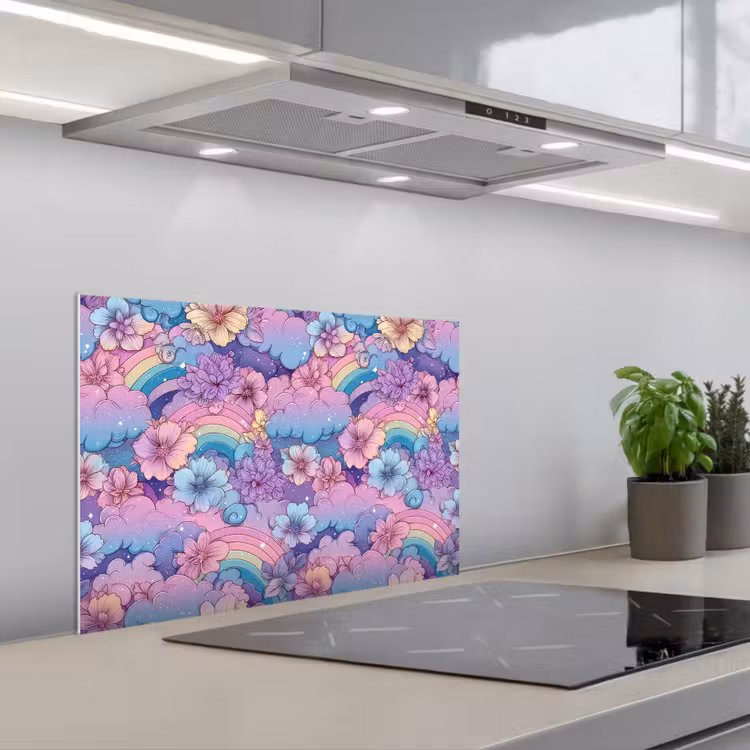 Paraschizzi cucina - Arcobaleni - Fiori - Colori - Nuvole — 1