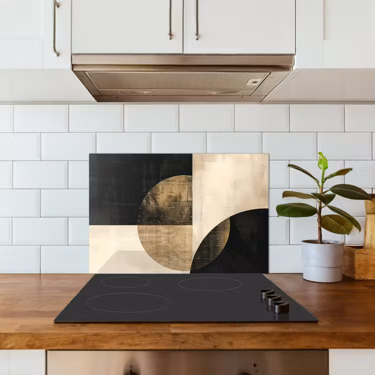 Paraschizzi cucina - Astratto - Cerchi - Nero - Oro — 3