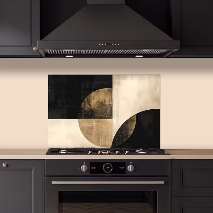 Paraschizzi cucina - Astratto - Cerchi - Nero - Oro — 5