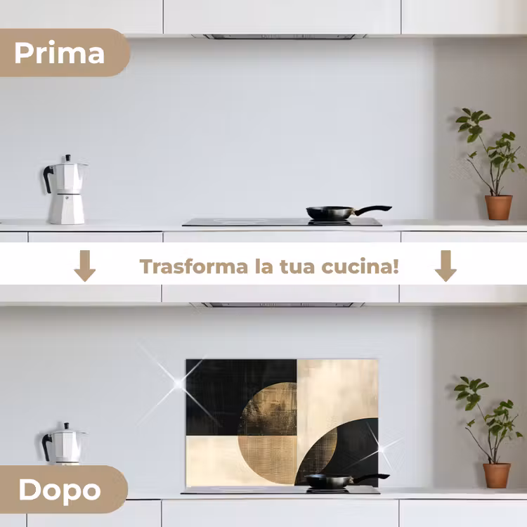 Paraschizzi cucina - Astratto - Cerchi - Nero - Oro — 7