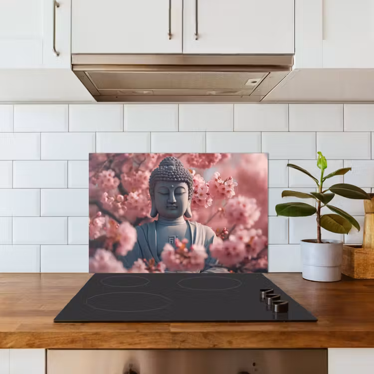 Paraschizzi cucina - Buddha - Immagine - Sakura - Buddha - Fiori di ciliegio — 3