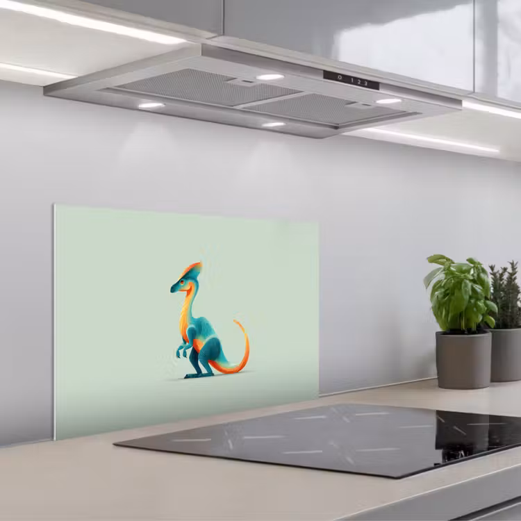 Paraschizzi cucina - Coda - Dino - Minimalista - Blu — 1