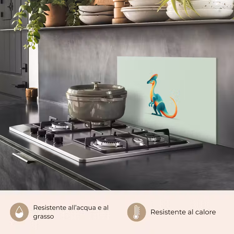 Paraschizzi cucina - Coda - Dino - Minimalista - Blu — 2