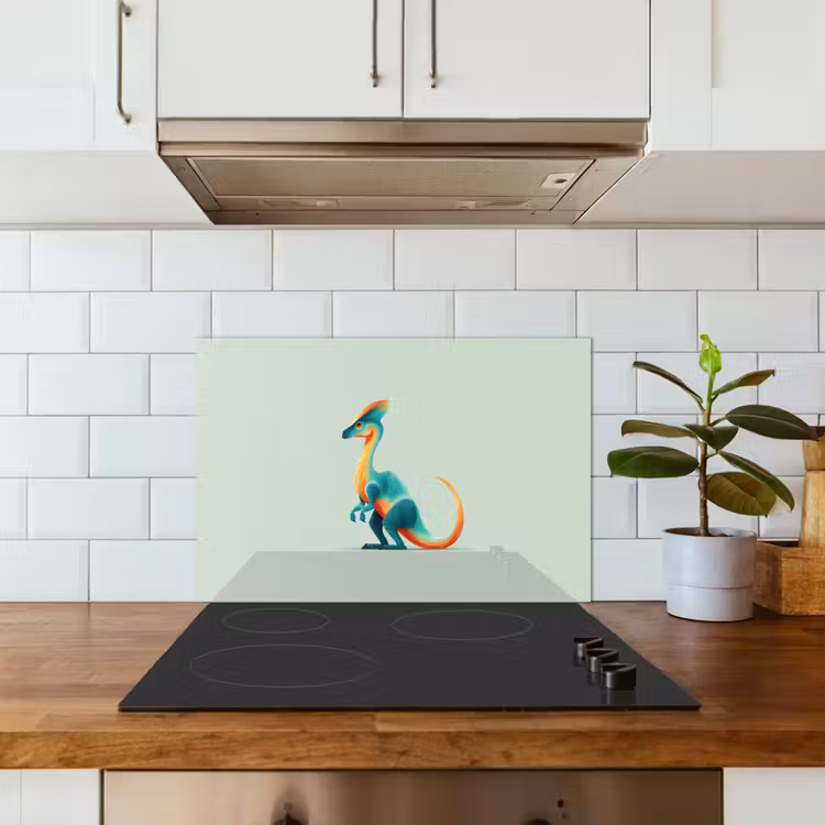 Paraschizzi cucina - Coda - Dino - Minimalista - Blu — 3