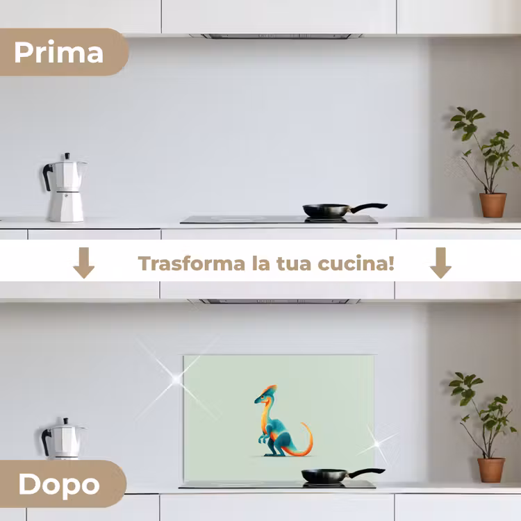 Paraschizzi cucina - Coda - Dino - Minimalista - Blu — 7