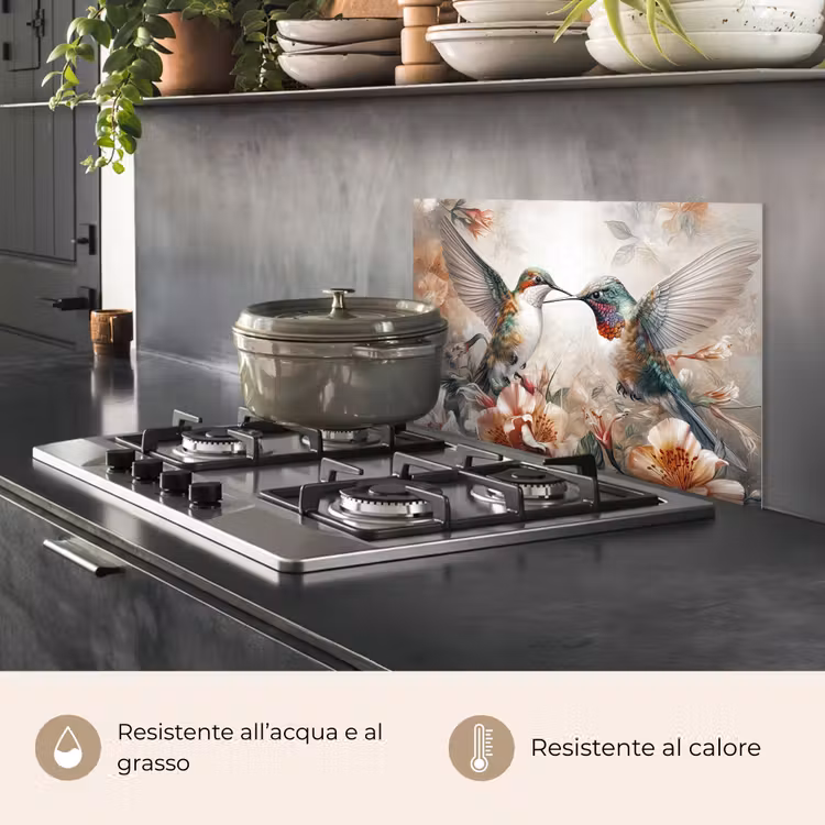 Paraschizzi cucina - Colibrì - Uccelli - Fiori - Natura — 2
