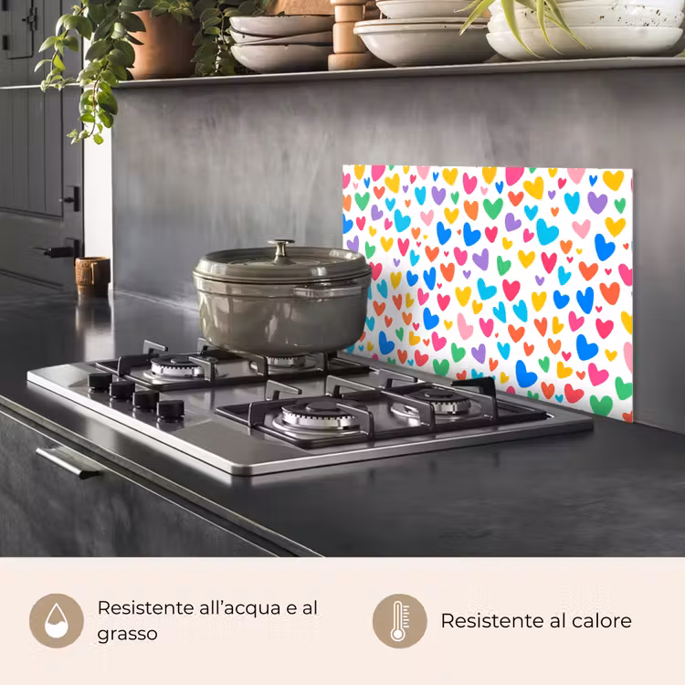 Paraschizzi cucina - Cuori - Colorati - Motivi - Vivaci — 2
