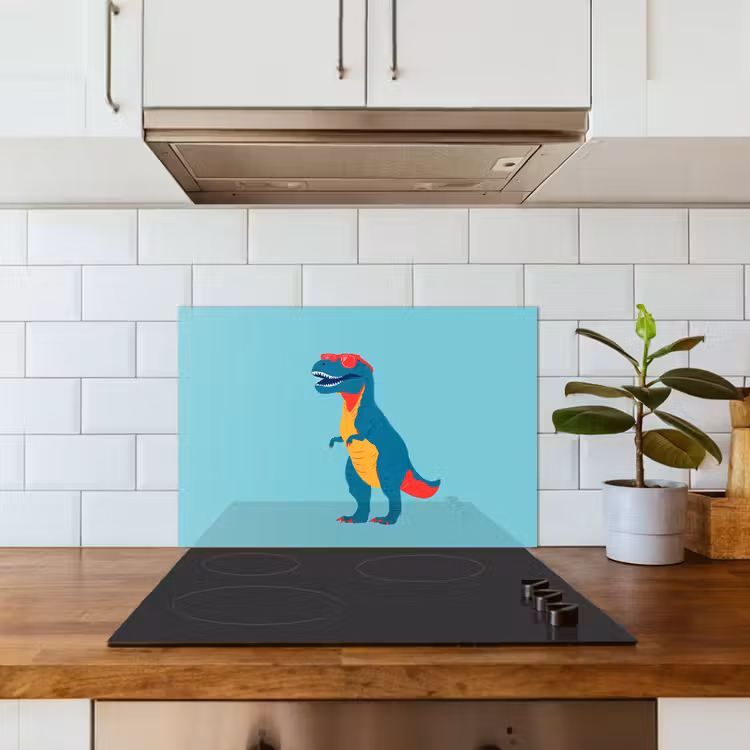 Paraschizzi cucina - Dinosauro - Blu - Occhiali da sole — 3