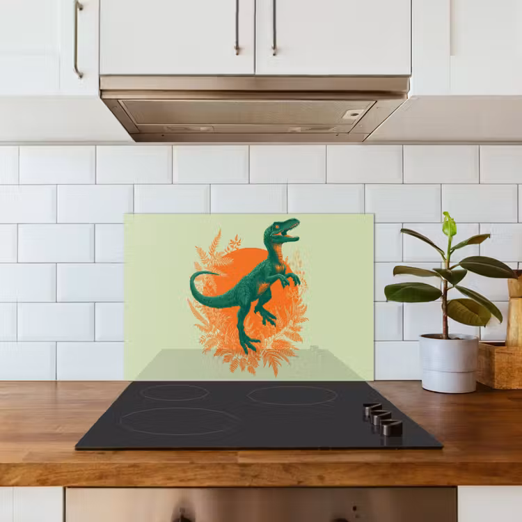 Paraschizzi cucina - Dinosauro - Verde - Piante - Cerchio — 3