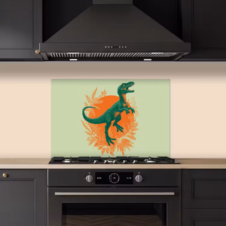 Paraschizzi cucina - Dinosauro - Verde - Piante - Cerchio — 5