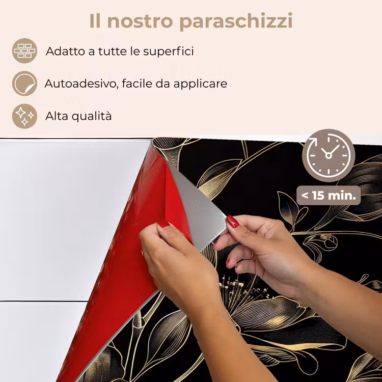 Paraschizzi cucina - Fiori - Arte - Oro - Nero — 4