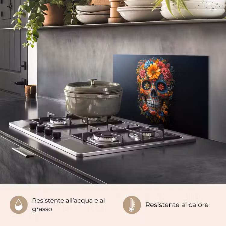 Paraschizzi cucina - Fiori - Colorati - Teschio — 2