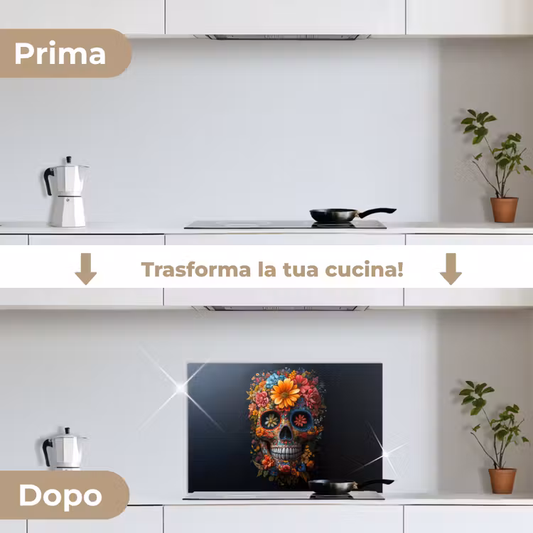 Paraschizzi cucina - Fiori - Colorati - Teschio — 7