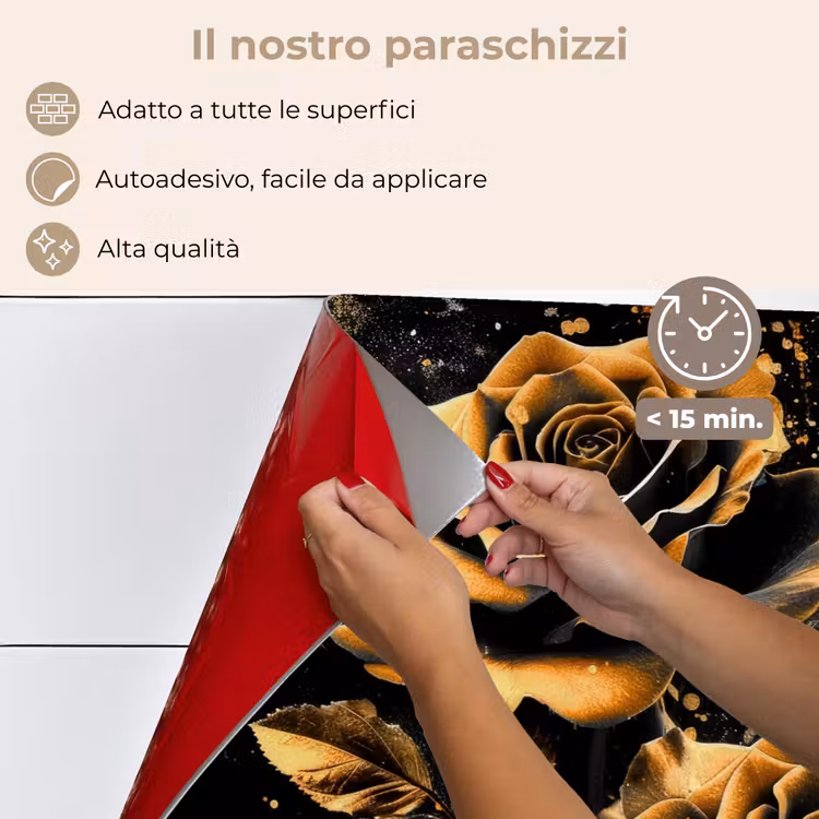 Paraschizzi cucina - Fiori - Oro - Nero - Arte — 4