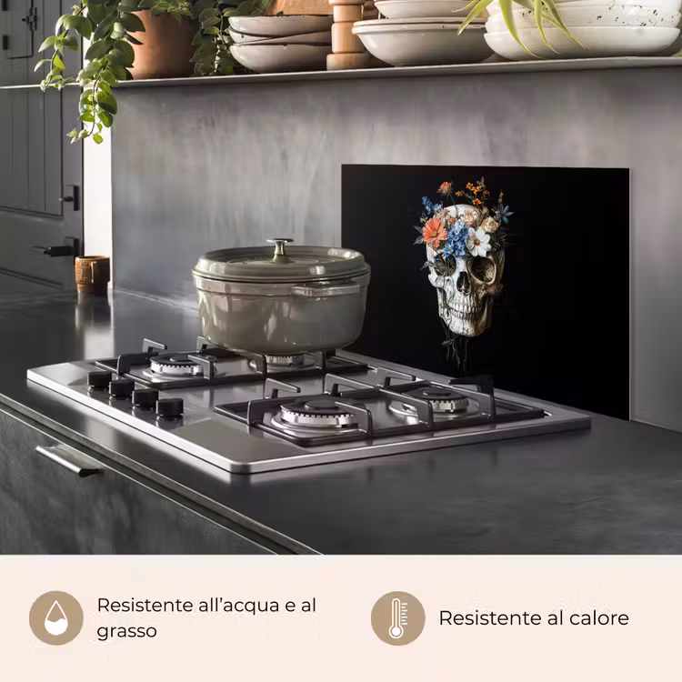 Paraschizzi cucina - Fiori - Teschio - Colorato — 2