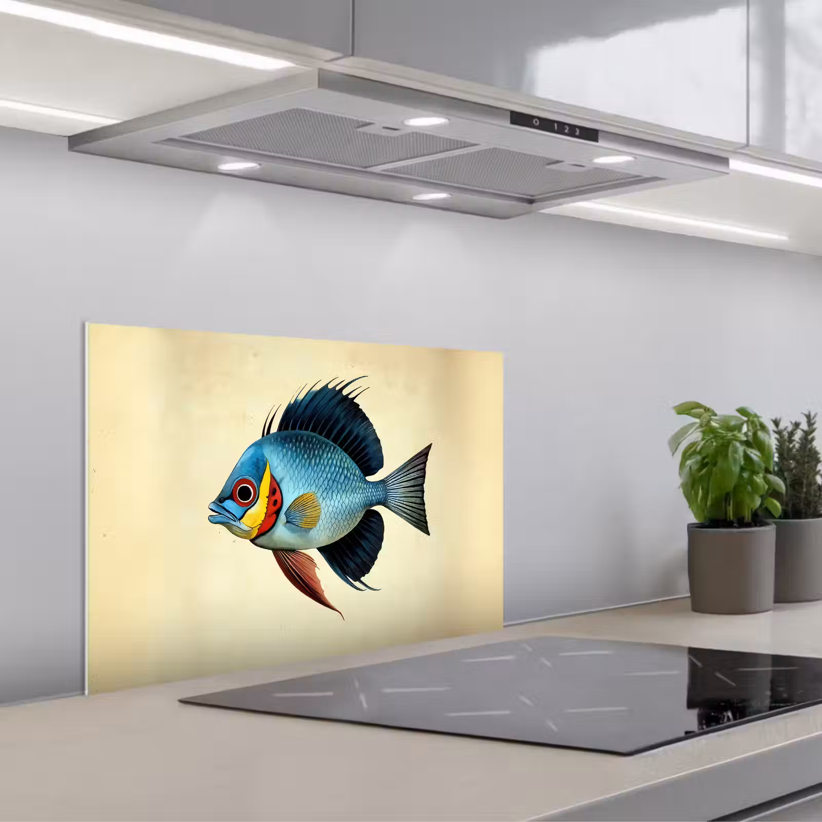 Paraschizzi cucina - Blu - Branchie - Pesce - Illustrazione — 1