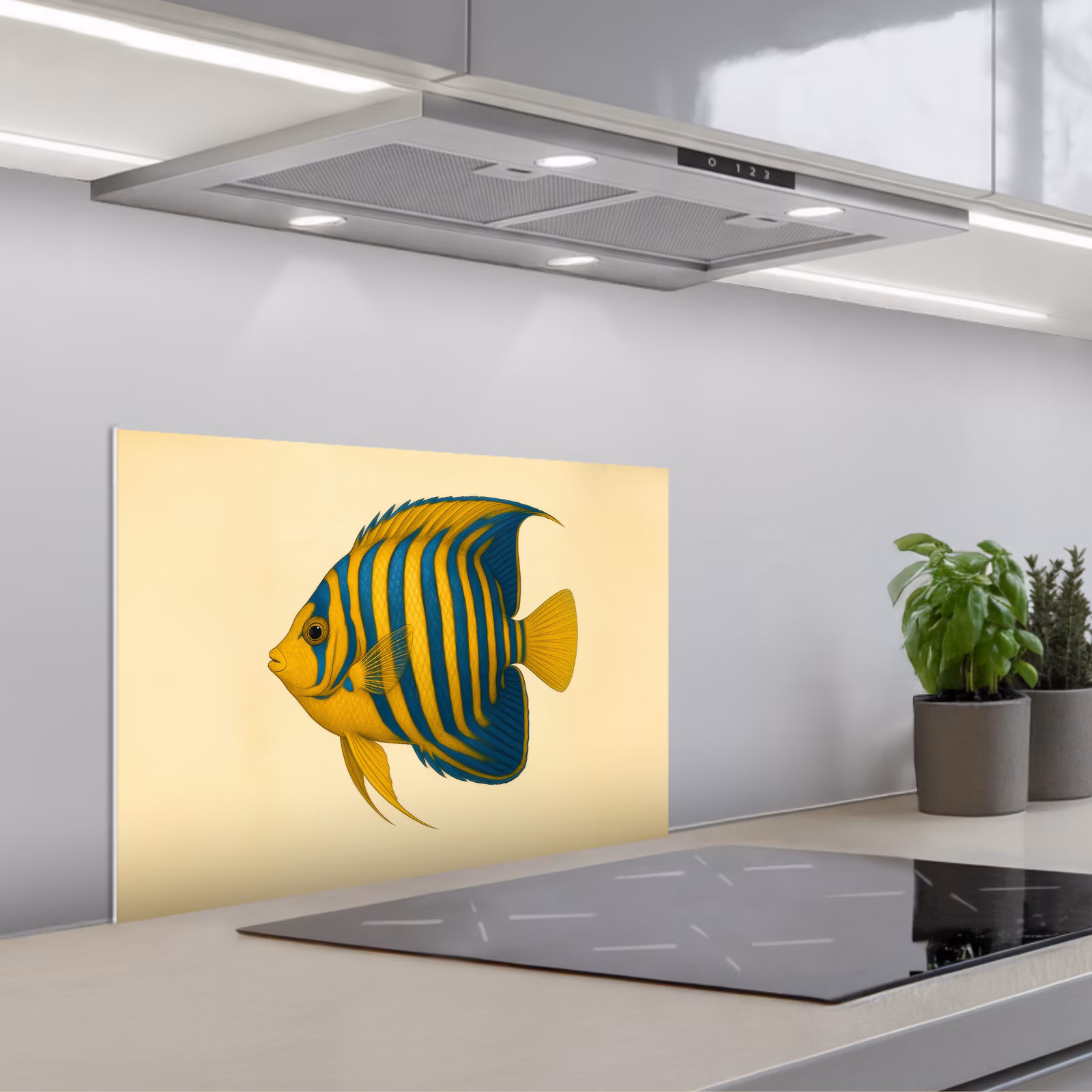 Paraschizzi cucina - Giallo brillante - Pesce - Strisce - Pinne — 1
