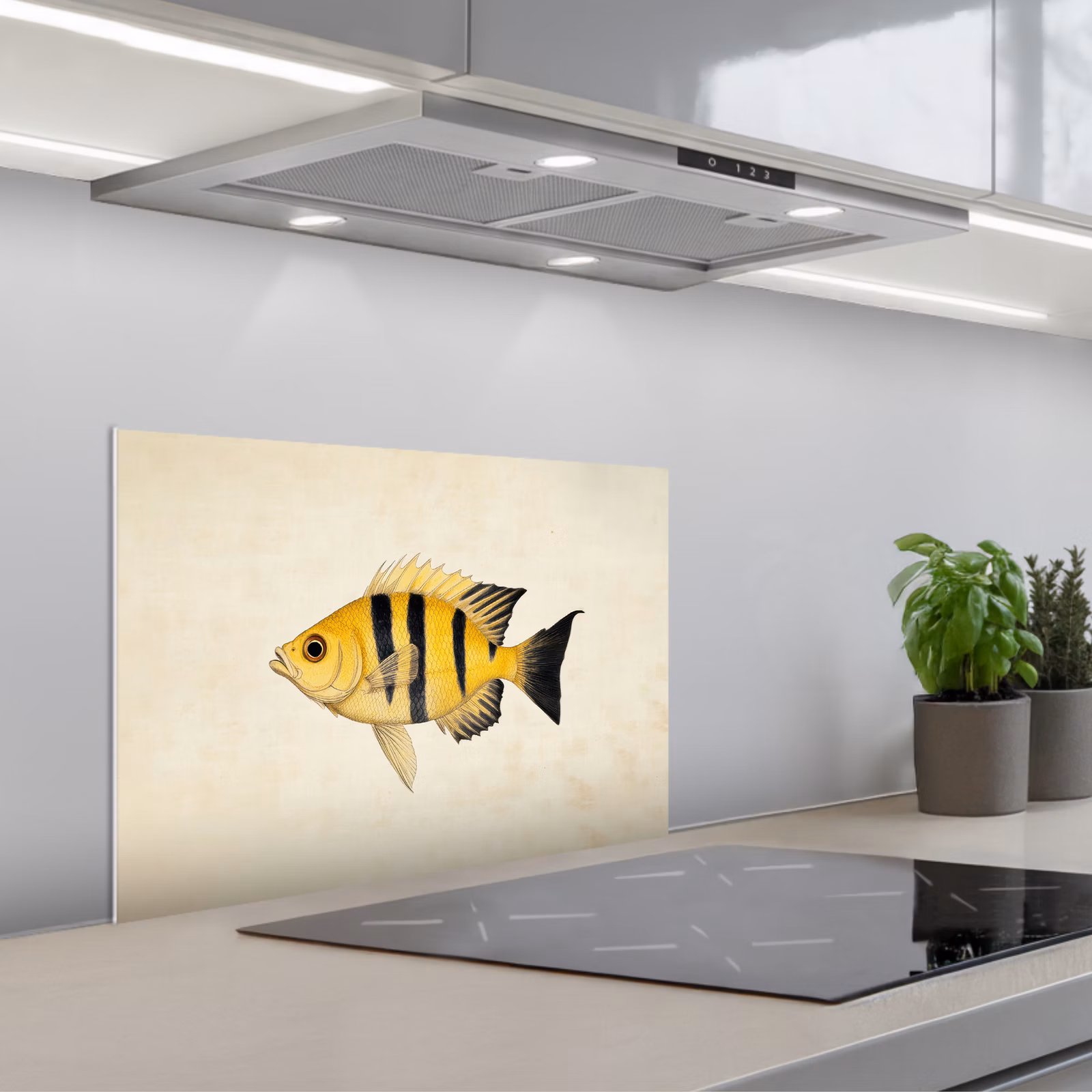 Paraschizzi cucina - Giallo - Pesce - Strisce - Tropicale — 1