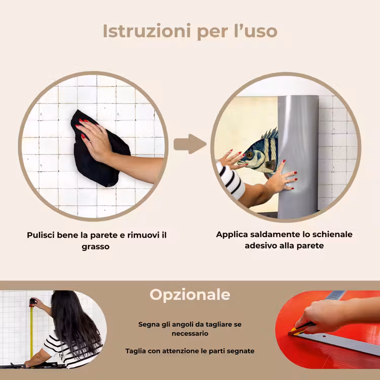Paraschizzi cucina - A strisce - Blu scuro - Pinna posteriore - Pesce — 6