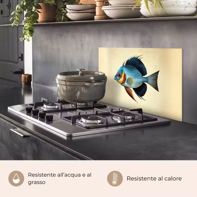 Paraschizzi cucina - Blu - Branchie - Pesce - Illustrazione — 2