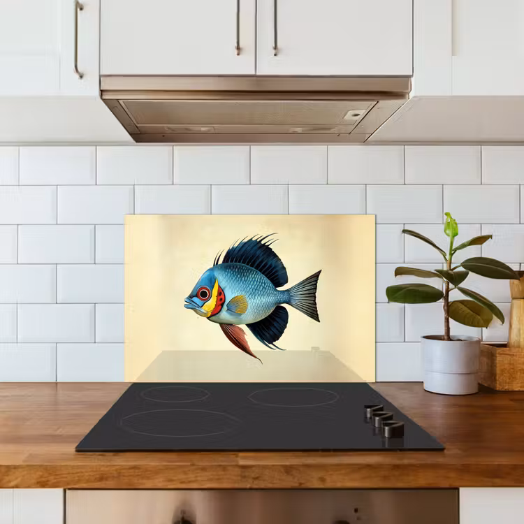 Paraschizzi cucina - Blu - Branchie - Pesce - Illustrazione — 3