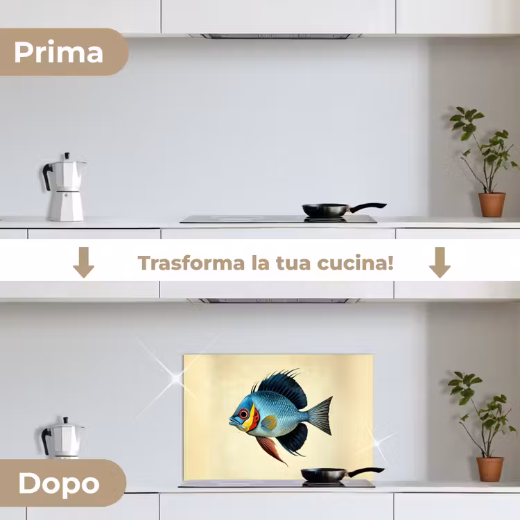 Paraschizzi cucina - Blu - Branchie - Pesce - Illustrazione — 7