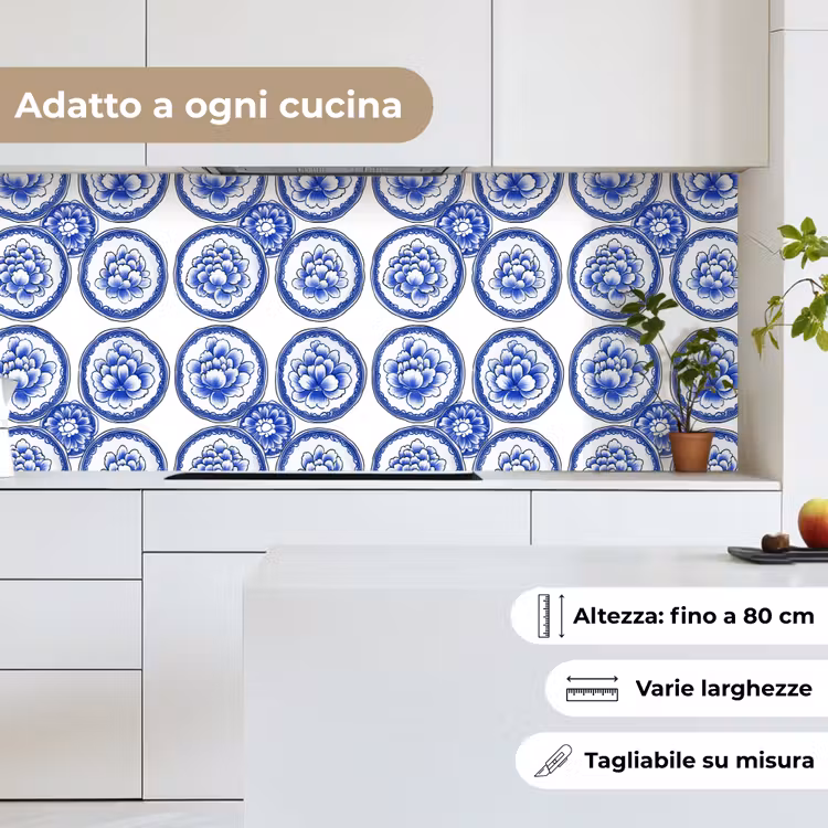 Schienale cucina - Cerchi - Fiori - Blu — 7