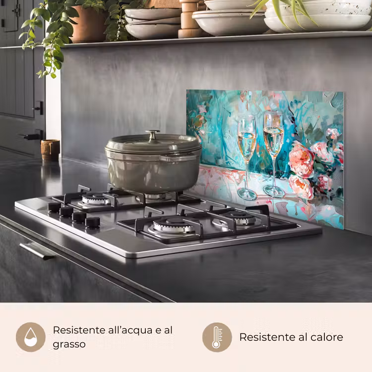Paraschizzi cucina - Champagne - Pittura - Fiori - Arte — 2
