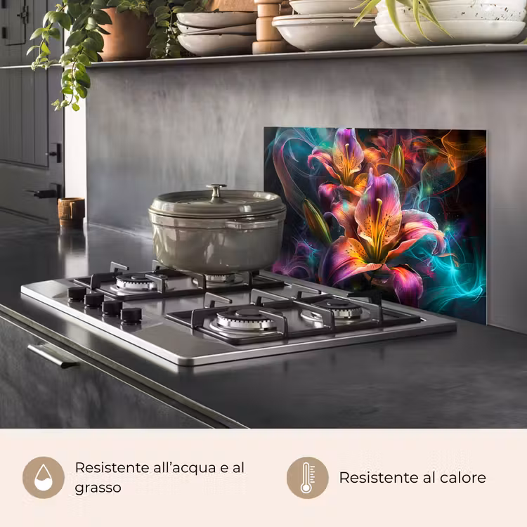 Paraschizzi cucina - Colorato - Fiori - Nero — 2