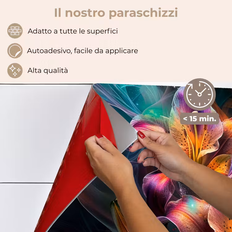 Paraschizzi cucina - Colorato - Fiori - Nero — 4