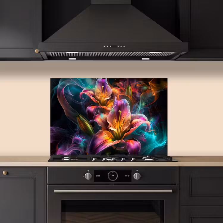 Paraschizzi cucina - Colorato - Fiori - Nero — 5