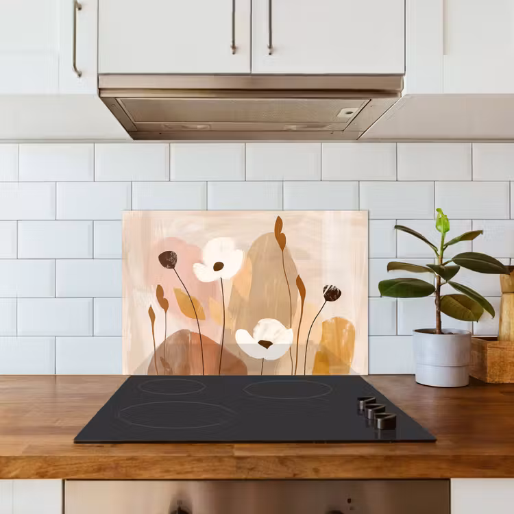 Paraschizzi cucina - Fiori - Astratto - Beige - Arte — 3