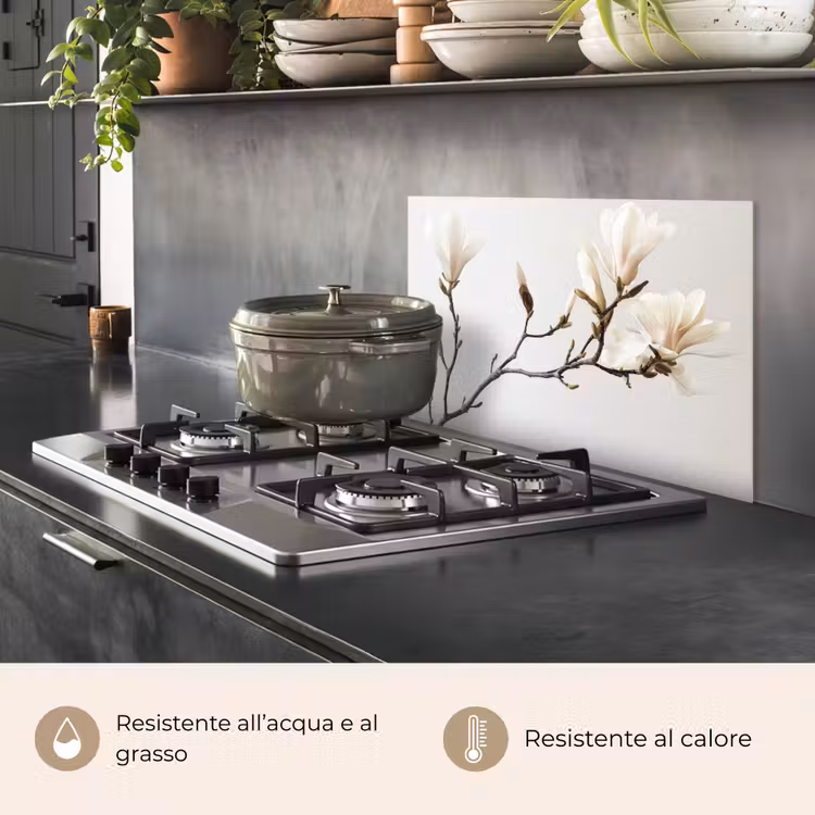 Paraschizzi cucina - Fiori - Bianco - Natura - Magnolia — 2
